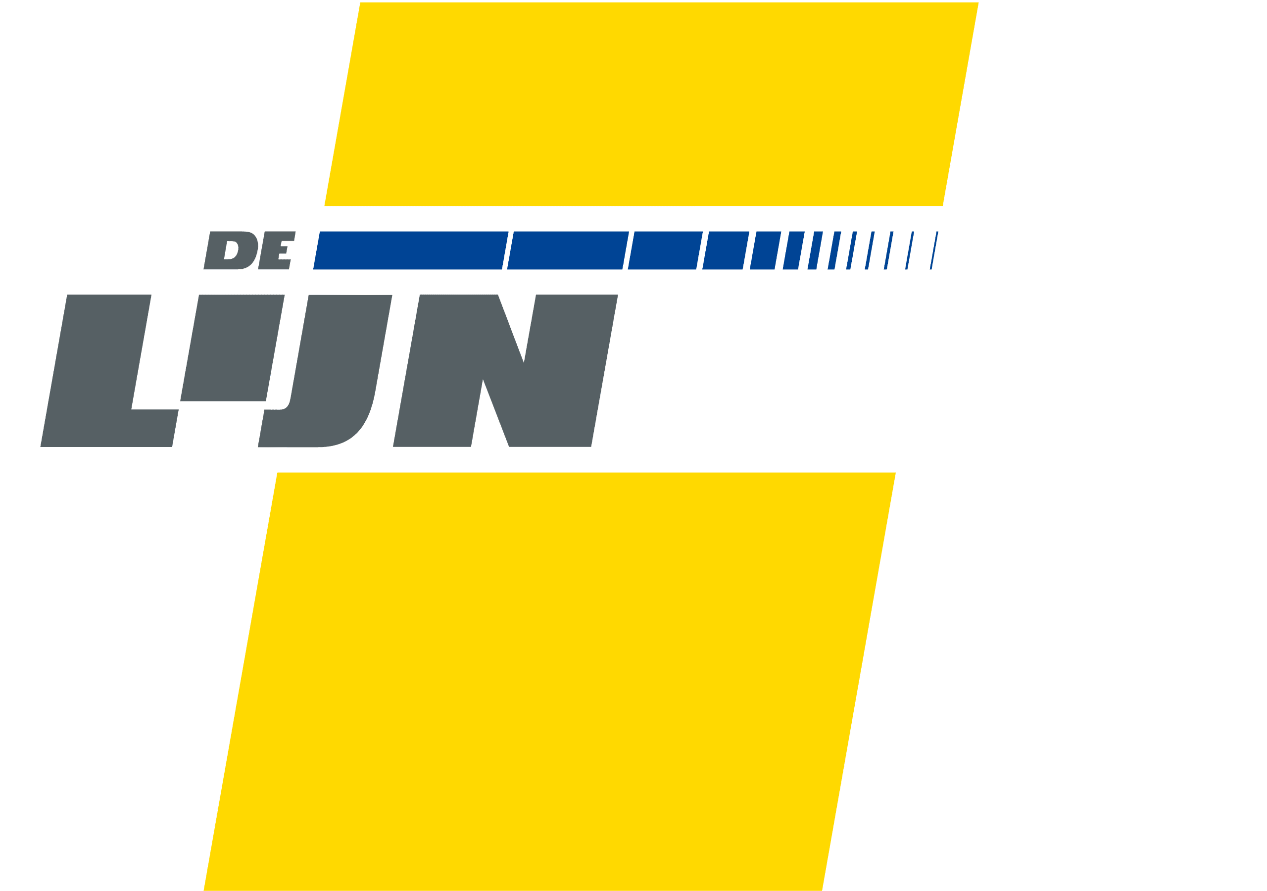 De Lijn logo met gele en blauwe vormgeving, partner van OLF jongerenfuif Nieuwkerken