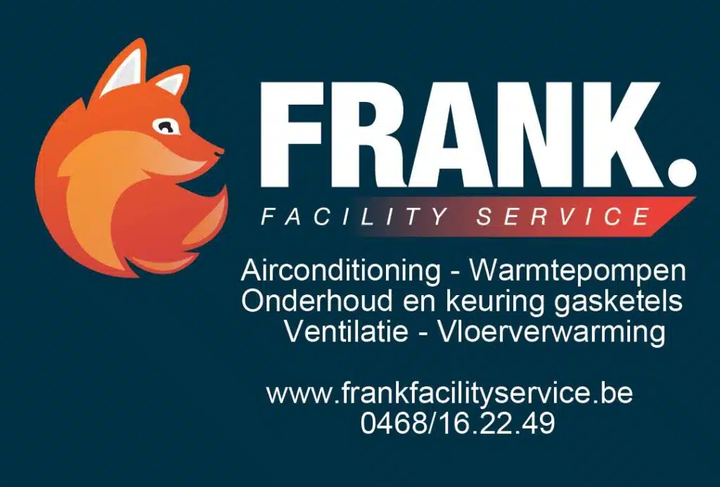 Frank Facility Service logo met vos mascotte - partner van OLF voor airconditioning en warmtepompen
