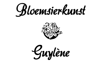 Bloemsierkunst Guylene logo met elegante typografie en bloemmotief